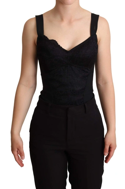 Shop Dolce & Gabbana Black Floral Lace Bodysuit Hot Pants Dress