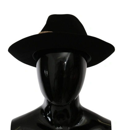 Shop Dolce & Gabbana Black Lapin Amor Gignit Wide Brim Panama Hat
