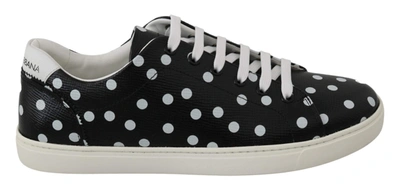 Shop Dolce & Gabbana Black Leather Polka Dots Sneakers Shoes