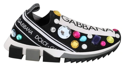 Shop Dolce & Gabbana Black Multicolor Crystal Sneakers Shoes