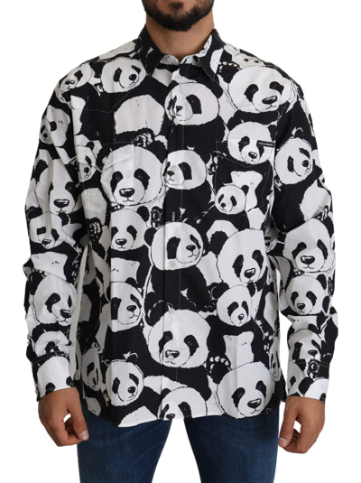 Shop Dolce & Gabbana Black Panda Mens Casual 100% Cotton Shirt