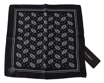 Shop Dolce & Gabbana Black Patterned Square Scarf  Silk  Handkerchief