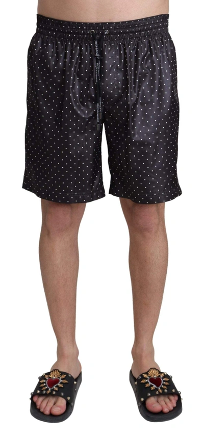 Shop Dolce & Gabbana Black Polka Dot Print Beachwear Swimwear