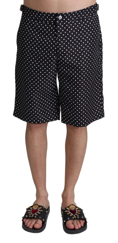 Shop Dolce & Gabbana Black Polka Dots Beachwear Shorts Swimwear
