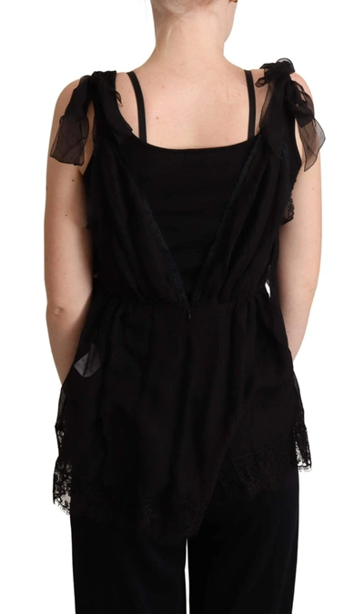 Shop Dolce & Gabbana Black Silk Lace Trim Camisole Tank Top
