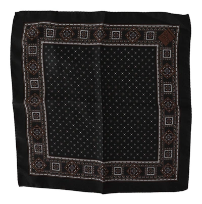 Shop Dolce & Gabbana Black Silk Men Pocket Square Handkerchief Scarf