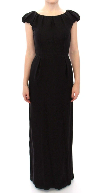 Shop Dolce & Gabbana Black Silk Shortsleeve Gown Maxi It Dress
