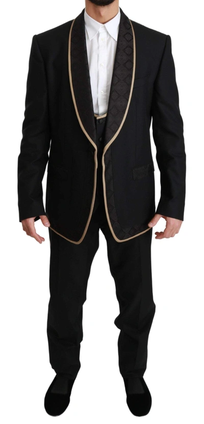 Shop Dolce & Gabbana Black Single Breasted 3 Piece Sicilia Suit