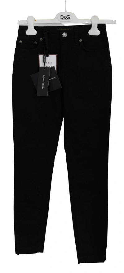 Shop Dolce & Gabbana Black Skinny Trouser Cotton Stretch Jeans