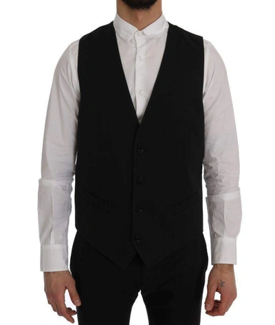 Dolce & Gabbana Sleek Black Single-breasted Waistcoat In Black