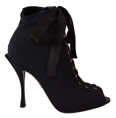 Shop Dolce & Gabbana Black Stretch Short Ankle Boots Shoes