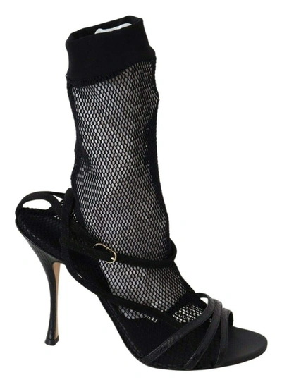 Shop Dolce & Gabbana Black Suede Short Boots Sandals Shoes