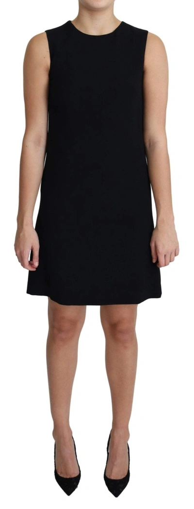Shop Dolce & Gabbana Black Viscose Stretch A-line Shift Mini Dress