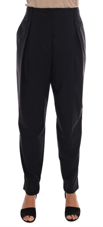 Shop Dolce & Gabbana Black Wool Stretch Dress Pants