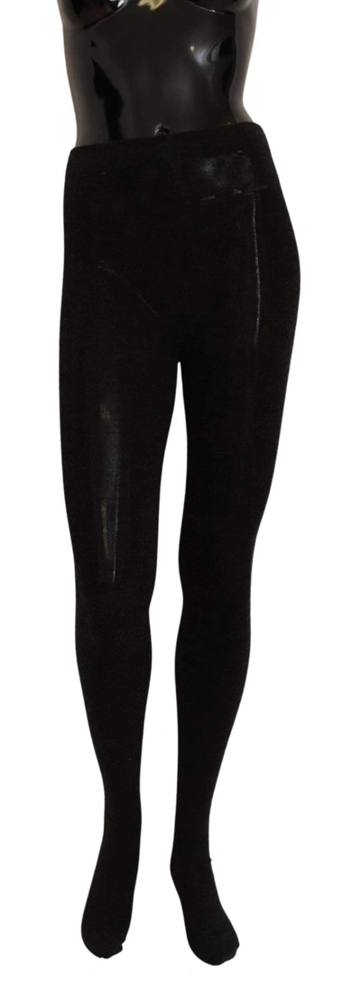 Dolce & Gabbana Black Wool Stretch Tights Stocking Socks In Black