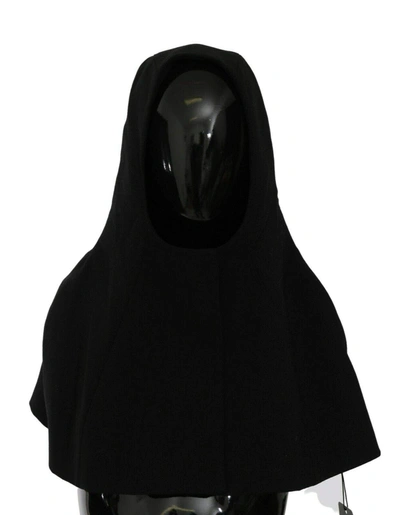 Shop Dolce & Gabbana Black Wool Whole Head Hooded Scarf Hat