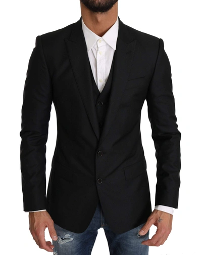 Shop Dolce & Gabbana Blazer Vest 2 Piece Black Wool Martini