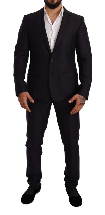 Shop Dolce & Gabbana Blue Pattern Martini Slim Fit 2 Piece Suit