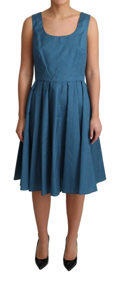 Shop Dolce & Gabbana Blue Polka Dotted Cotton A-line Dress