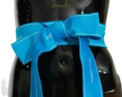 Shop Dolce & Gabbana Blue Waist Ribbon Wide Bow Belt