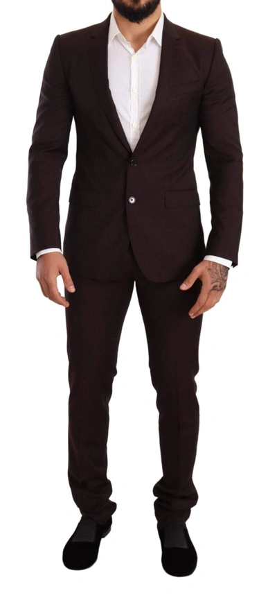 Shop Dolce & Gabbana Bordeaux Wool Martini Slim Fit Suit