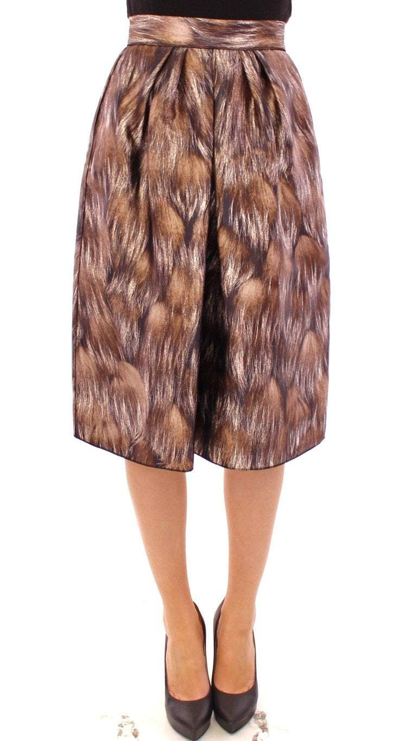 Shop Dolce & Gabbana Brown Floral Silk Straight Full Skirt