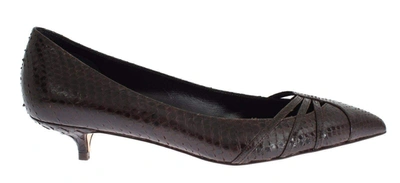 Shop Dolce & Gabbana Brown Leather Kitten Heels Pumps Shoes