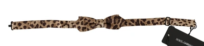 Shop Dolce & Gabbana Brown Leopard Silk Adjustable Neck Papillon Men Bow Tie
