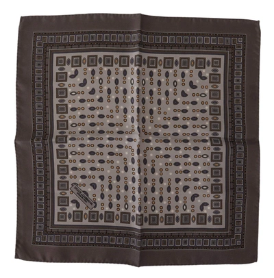 Shop Dolce & Gabbana Brown Silk Pocket Square Handkerchief Scarf