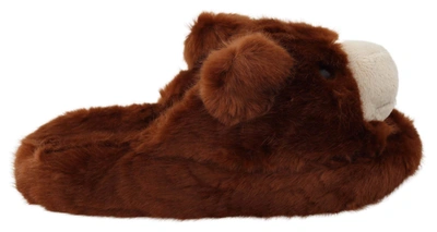 Shop Dolce & Gabbana Brown Teddy Bear Slippers Sandals Shoes