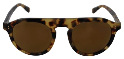 Shop Dolce & Gabbana Brown Tortoise Oval Full Rim Sunglasses In Gold