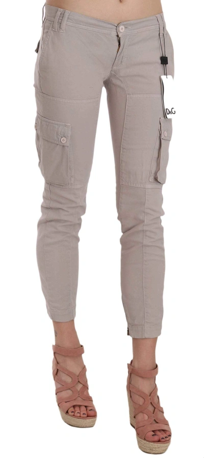 Shop Dolce & Gabbana Casual Fitted Khaki Trousers Pants