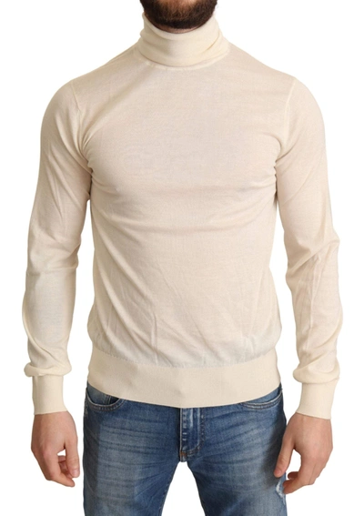 Shop Dolce & Gabbana Cream Cashmere Turtleneck Pullover Sweater