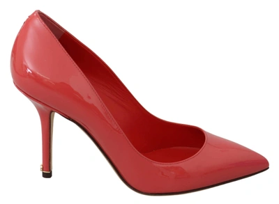 Shop Dolce & Gabbana Dark Pink Patent Leather Heels Pumps