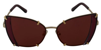Shop Dolce & Gabbana Dg2214 Violet Women Cat Eye Mirrored Eyewear Sunglasses In Gold