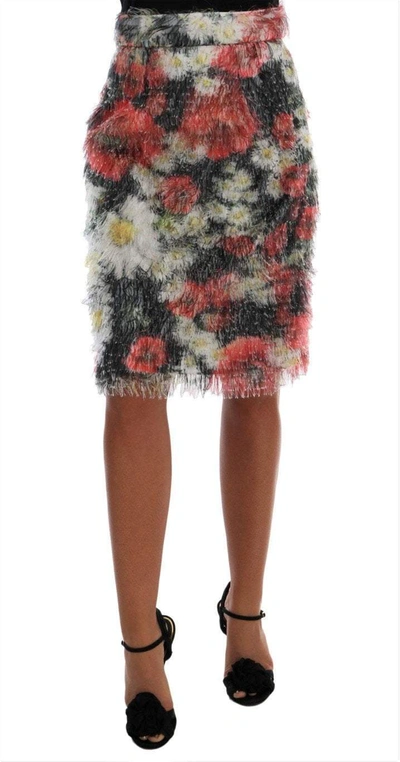 Shop Dolce & Gabbana Floral Patterned Pencil Straight Skirt In Multicolor