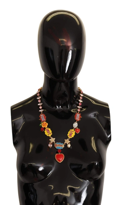 Shop Dolce & Gabbana Gold Cartoon Love Star Boom Crystals Chain Necklace