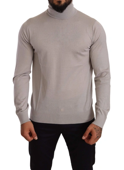 Dolce & Gabbana Beige Cashmere Turtleneck Pullover Sweater In Blue