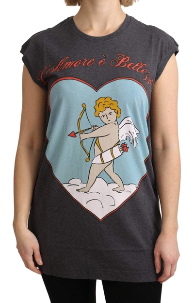 Shop Dolce & Gabbana Gray Cotton L' Amore Top Tank T-shirt