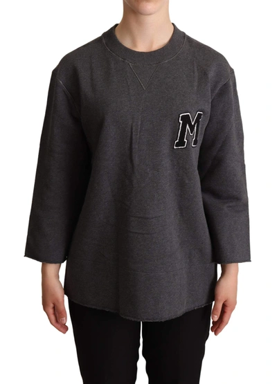 Dolce & Gabbana Gray Embroidered Women Pullover Sweater In Gray