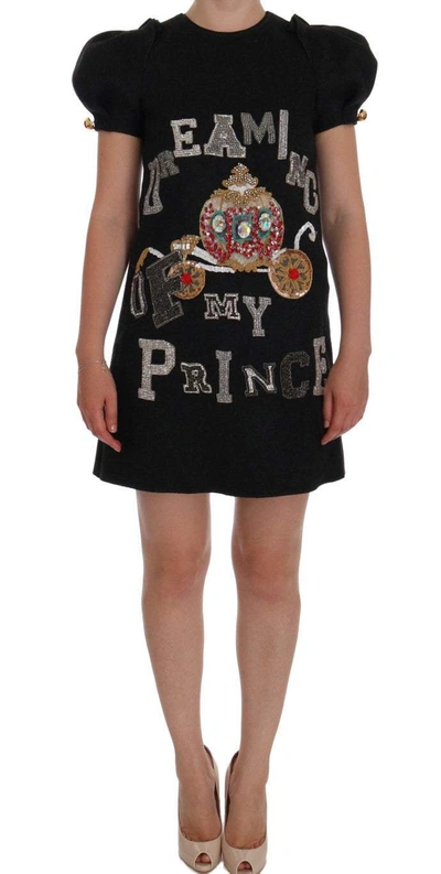 Shop Dolce & Gabbana Gray Crystal "dreaming Of My Prince" Dress