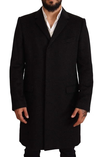 Shop Dolce & Gabbana Gray Long Cashmere Coat Jacket
