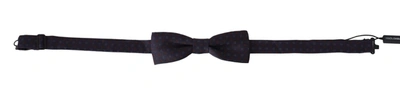 Shop Dolce & Gabbana Gray Pattern Silk Adjustable Neck Papillon Bow Tie In Blue