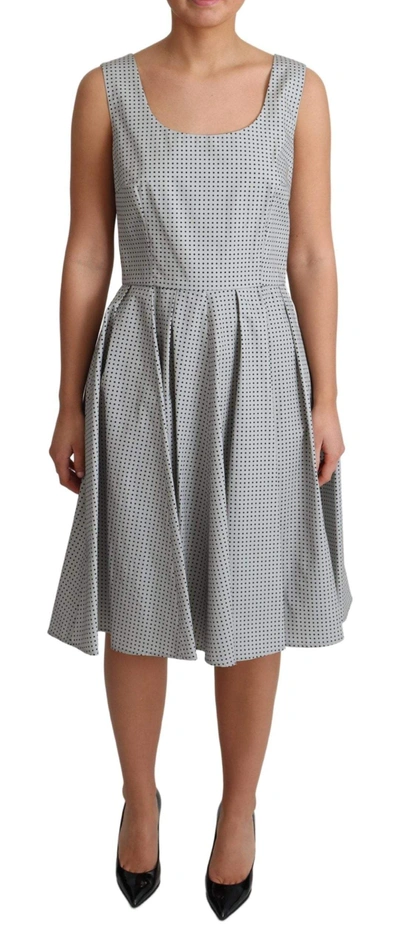 Shop Dolce & Gabbana Gray Polka Dotted Cotton A-line Dress