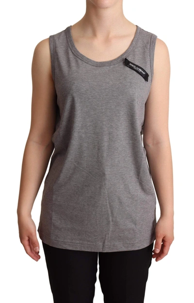 Shop Dolce & Gabbana Gray Sleeveless Round Neck Tank Top T-shirt
