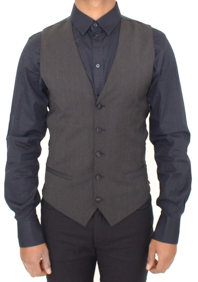 Shop Dolce & Gabbana Gray Wool Stretch Dress Vest Blazer