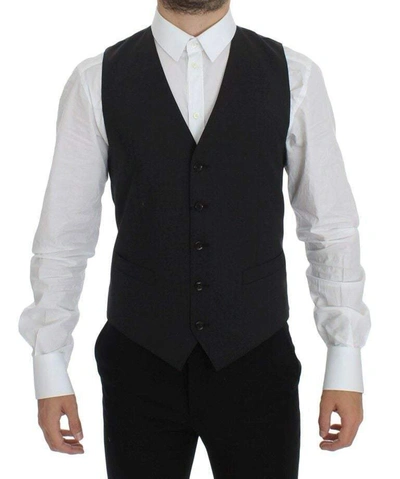 Shop Dolce & Gabbana Gray Wool Stretch Dress Blazer Vest