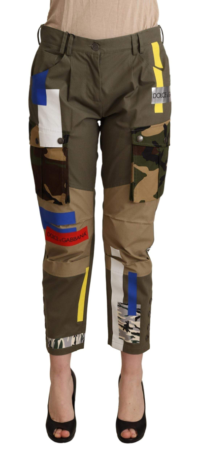 Dolce & Gabbana Green Military Cargo Trouser Cotton Pants In Green