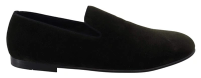 Shop Dolce & Gabbana Green Velvet Slip On Mens Loafers Shoes