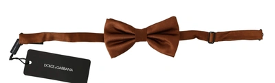 Shop Dolce & Gabbana Men Brown 100% Silk Adjustable Neck Papillon Bow Tie